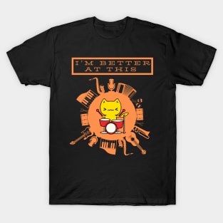 Funny Cat playing drums T-Shirt